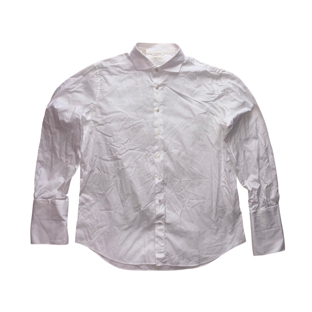 SUITSUPPLY Dress Shirt Men 17 3/4 White Egyptian Cotton French Cuff Slim Fit